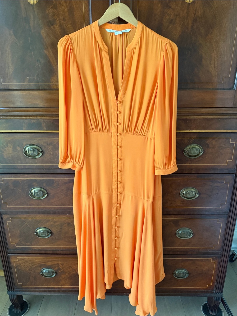 Veronica Beard Rocksanda Orange Button-Front Midi Dress size 8